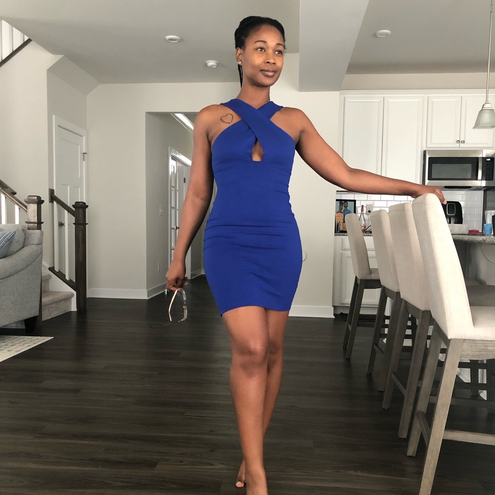 Blue bodycon dress